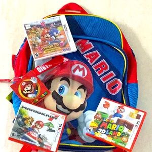 Backpack & Mario Kart 7 Nintendo 3DS Game & Super Mario 3D Land & Sonic Olympics